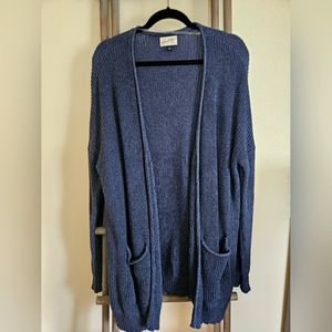 Like-New Thick Blue Cardigan with Pockets